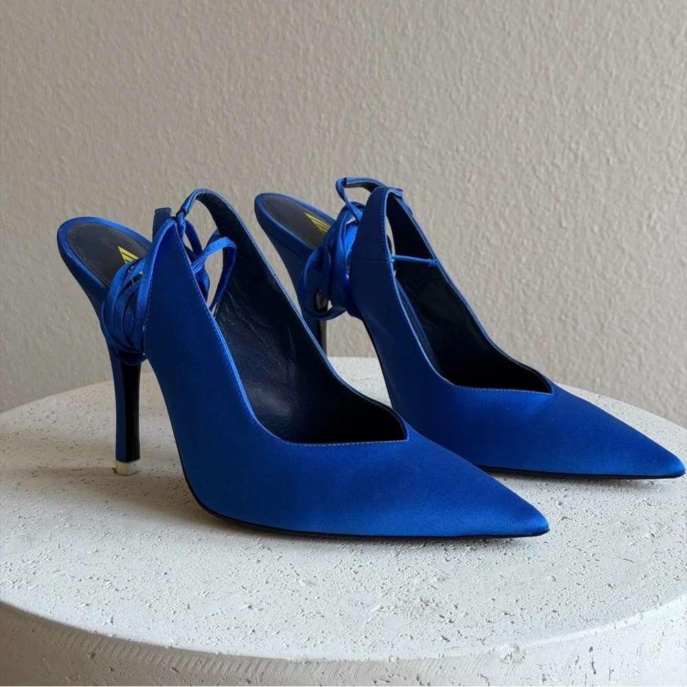 The Attico Venus slingback pumps electric blue, size 37.5